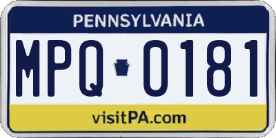 PA license plate MPQ0181
