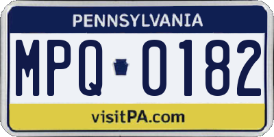 PA license plate MPQ0182