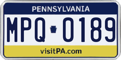 PA license plate MPQ0189