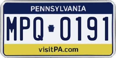 PA license plate MPQ0191