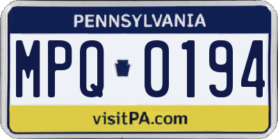 PA license plate MPQ0194