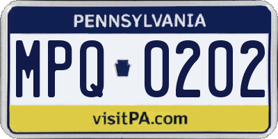 PA license plate MPQ0202