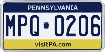 PA license plate MPQ0206