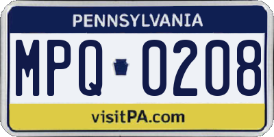 PA license plate MPQ0208