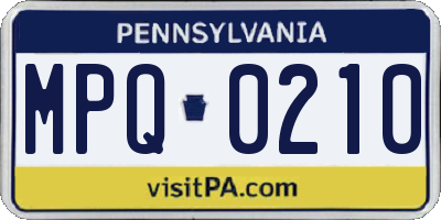 PA license plate MPQ0210