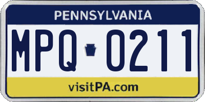 PA license plate MPQ0211