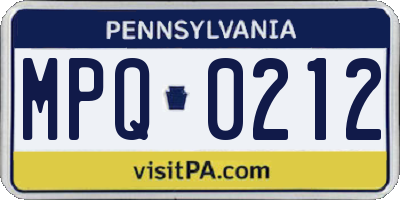 PA license plate MPQ0212