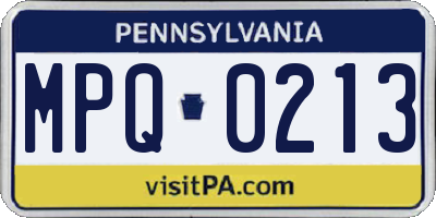 PA license plate MPQ0213