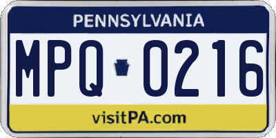 PA license plate MPQ0216