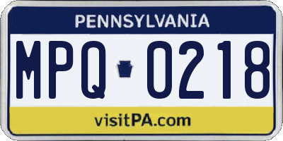 PA license plate MPQ0218