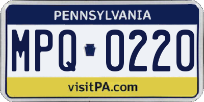 PA license plate MPQ0220