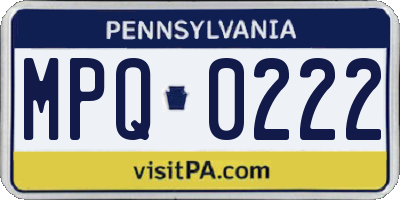 PA license plate MPQ0222