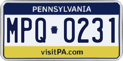 PA license plate MPQ0231
