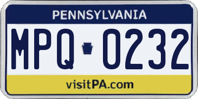 PA license plate MPQ0232