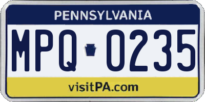 PA license plate MPQ0235