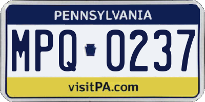 PA license plate MPQ0237