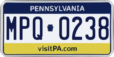 PA license plate MPQ0238