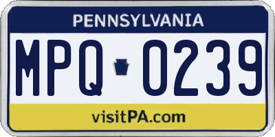 PA license plate MPQ0239