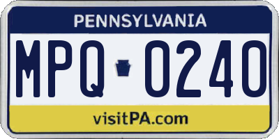 PA license plate MPQ0240