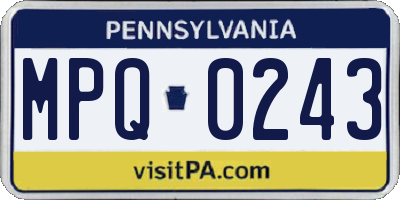 PA license plate MPQ0243