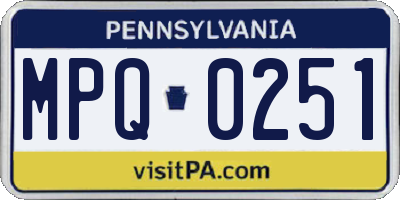 PA license plate MPQ0251