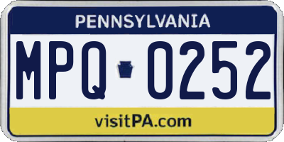PA license plate MPQ0252