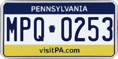 PA license plate MPQ0253