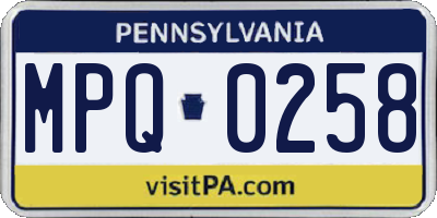 PA license plate MPQ0258