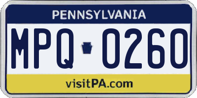 PA license plate MPQ0260