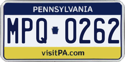 PA license plate MPQ0262