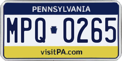PA license plate MPQ0265