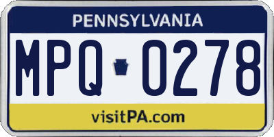 PA license plate MPQ0278