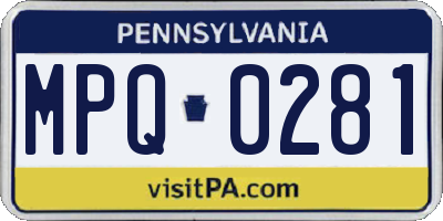 PA license plate MPQ0281