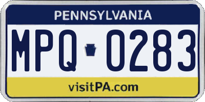 PA license plate MPQ0283
