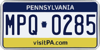 PA license plate MPQ0285