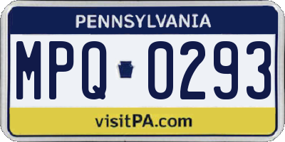 PA license plate MPQ0293