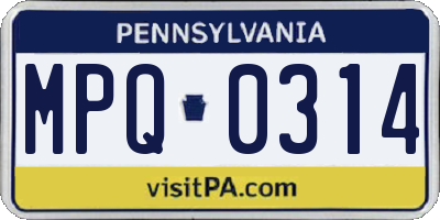 PA license plate MPQ0314