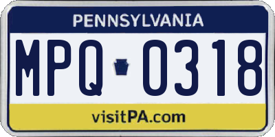 PA license plate MPQ0318