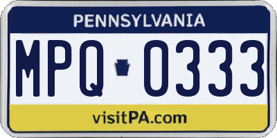 PA license plate MPQ0333