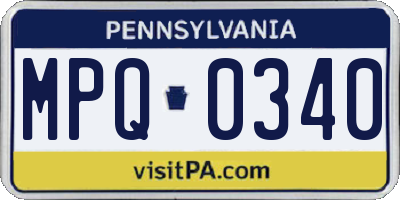PA license plate MPQ0340