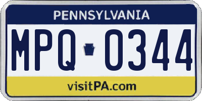 PA license plate MPQ0344