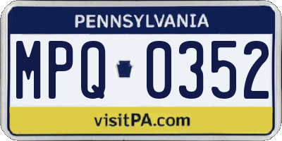 PA license plate MPQ0352