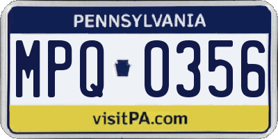 PA license plate MPQ0356