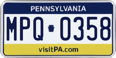 PA license plate MPQ0358