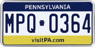 PA license plate MPQ0364