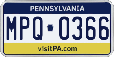 PA license plate MPQ0366