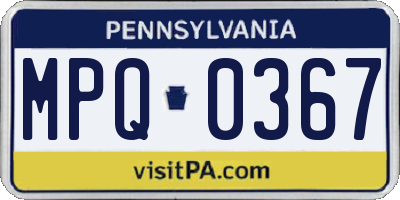 PA license plate MPQ0367