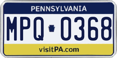 PA license plate MPQ0368