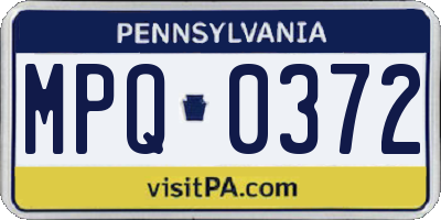 PA license plate MPQ0372