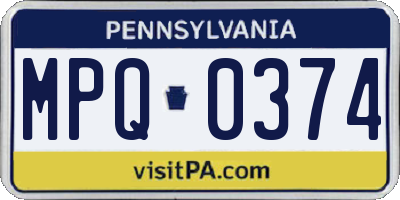 PA license plate MPQ0374